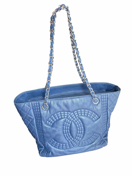CHANEL Handbags - CHANEL Light Blue Quilted CC Shoulder Tote